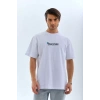 MARSiLYAN- Unisex Bisiklet Yaka Baskılı Oversize T-Shirt - Beyaz