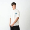 MARSiLYAN- Unisex Bisiklet Yaka Baskılı Oversize T-Shirt - Beyaz