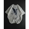 MARSiLYAN- Unisex Bisiklet Yaka Baskılı Oversize T-Shirt - Beyaz