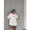 MARSiLYAN- Unisex Bisiklet Yaka Baskılı Oversize T-Shirt - Beyaz