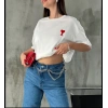 MARSiLYAN- Unisex Bisiklet Yaka Baskılı Oversize T-Shirt - Beyaz