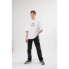 MARSiLYAN- Unisex Bisiklet Yaka Baskılı Oversize T-Shirt - Beyaz