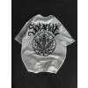 MARSiLYAN- Unisex Bisiklet Yaka Baskılı Oversize T-Shirt - Beyaz