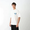 MARSiLYAN- Unisex Bisiklet Yaka Baskılı Oversize T-Shirt - Beyaz