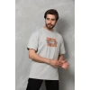 MARSiLYAN- Unisex Bisiklet Yaka Baskılı Oversize T-Shirt - Gri