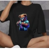 MARSiLYAN- Unisex Bisiklet Yaka Baskılı Oversize T-Shirt - Siyah