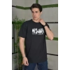 MARSiLYAN- Unisex Bisiklet Yaka Baskılı Oversize T-Shirt - Siyah