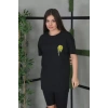 MARSiLYAN- Unisex Bisiklet Yaka Baskılı Oversize T-Shirt - Siyah