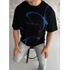 MARSiLYAN- Unisex Bisiklet Yaka Baskılı Oversize T-Shirt - Siyah