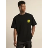 MARSiLYAN- Unisex Bisiklet Yaka Baskılı Oversize T-Shirt - Siyah