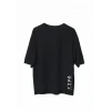 MARSiLYAN- Unisex Bisiklet Yaka Baskılı Oversize T-Shirt - Siyah