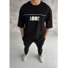 MARSiLYAN- Unisex Bisiklet Yaka Baskılı Oversize T-Shirt - Siyah