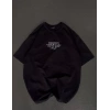 MARSiLYAN- Unisex Bisiklet Yaka Baskılı Oversize T-Shirt - Siyah