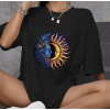 MARSiLYAN- Unisex Bisiklet Yaka Baskılı Oversize T-Shirt - Siyah