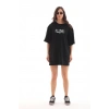 MARSiLYAN- Unisex Bisiklet Yaka Baskılı Oversize T-Shirt - Siyah
