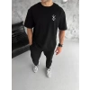 MARSiLYAN- Unisex Bisiklet Yaka Baskılı Oversize T-Shirt - Siyah