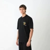 MARSiLYAN- Unisex Bisiklet Yaka Baskılı Oversize T-Shirt - Siyah