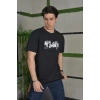 MARSiLYAN- Unisex Bisiklet Yaka Baskılı Oversize T-Shirt - Siyah