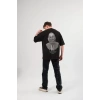 MARSiLYAN- Unisex Bisiklet Yaka Baskılı Oversize T-Shirt - Siyah