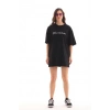 MARSiLYAN- Unisex Bisiklet Yaka Baskılı Oversize T-Shirt - Siyah