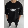 MARSiLYAN- Unisex Bisiklet Yaka Baskılı Oversize T-Shirt - Siyah