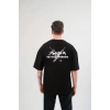 MARSiLYAN- Unisex Bisiklet Yaka Baskılı Oversize T-Shirt - Siyah