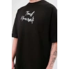 MARSiLYAN- Unisex Bisiklet Yaka Baskılı Oversize T-Shirt - Siyah