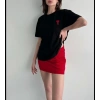 MARSiLYAN- Unisex Bisiklet Yaka Baskılı Oversize T-Shirt - Siyah