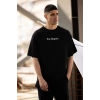 MARSiLYAN- Unisex Bisiklet Yaka Baskılı Oversize T-Shirt - Siyah