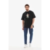 MARSiLYAN- Unisex Bisiklet Yaka Baskılı Oversize T-Shirt - Siyah
