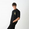 MARSiLYAN- Unisex Bisiklet Yaka Baskılı Oversize T-Shirt - Siyah