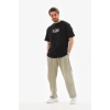 MARSiLYAN- Unisex Bisiklet Yaka Baskılı Oversize T-Shirt - Siyah