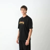 MARSiLYAN- Unisex Bisiklet Yaka Baskılı Oversize T-Shirt - Siyah