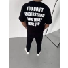 MARSiLYAN- Unisex Bisiklet Yaka Baskılı Oversize T-Shirt - Siyah