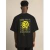 MARSiLYAN- Unisex Bisiklet Yaka Baskılı Oversize T-Shirt - Siyah