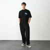 MARSiLYAN- Unisex Bisiklet Yaka Baskılı Oversize T-Shirt - Siyah