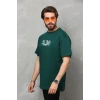 MARSiLYAN- Unisex Bisiklet Yaka Baskılı Oversize T-Shirt - Yeşil
