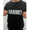 MARSiLYAN- Unisex Bisiklet Yaka Katlanan Baskılı T-Shirt - Siyah