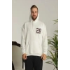 MARSiLYAN- Unisex Kapşonlu Baskılı Sweetshirt - Beyaz