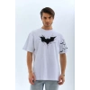 MARSiLYAN- Unisex Ön Ve Kol Baskılı Oversize T-shirt - Beyaz