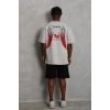 MARSiLYAN- Unisex Oversize Baskılı Bisiklet Yaka T-Shirt - Gri