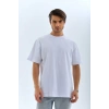 MARSiLYAN- Unisex Oversize Düz Bisiklet Yaka T-Shirt - Beyaz