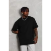 MARSiLYAN- Unisex Oversize Düz Bisiklet Yaka T-Shirt - Siyah