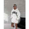 MARSiLYAN- Unisex Üç İplik Kapşonlu Baskılı SweatShirt - Beyaz
