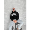 MARSiLYAN- Unisex Üç İplik Kapşonlu Baskılı SweatShirt - Siyah