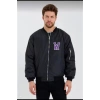 MARSiLYAN- Unisex Uzun Kol Baskılı Bomber Ceket - Siyah
