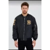 MARSiLYAN- Unisex Uzun Kol Baskılı Bomber Ceket - Siyah