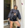 MARSiLYAN- Unisex Uzun Kol Baskılı Bomber Ceket - Siyah