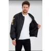 MARSiLYAN- Unisex Uzun Kol Baskılı Bomber Ceket - Siyah