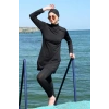 MARSiLYAN- Uzun Kol Likralı Siyah Tesettür Mayo